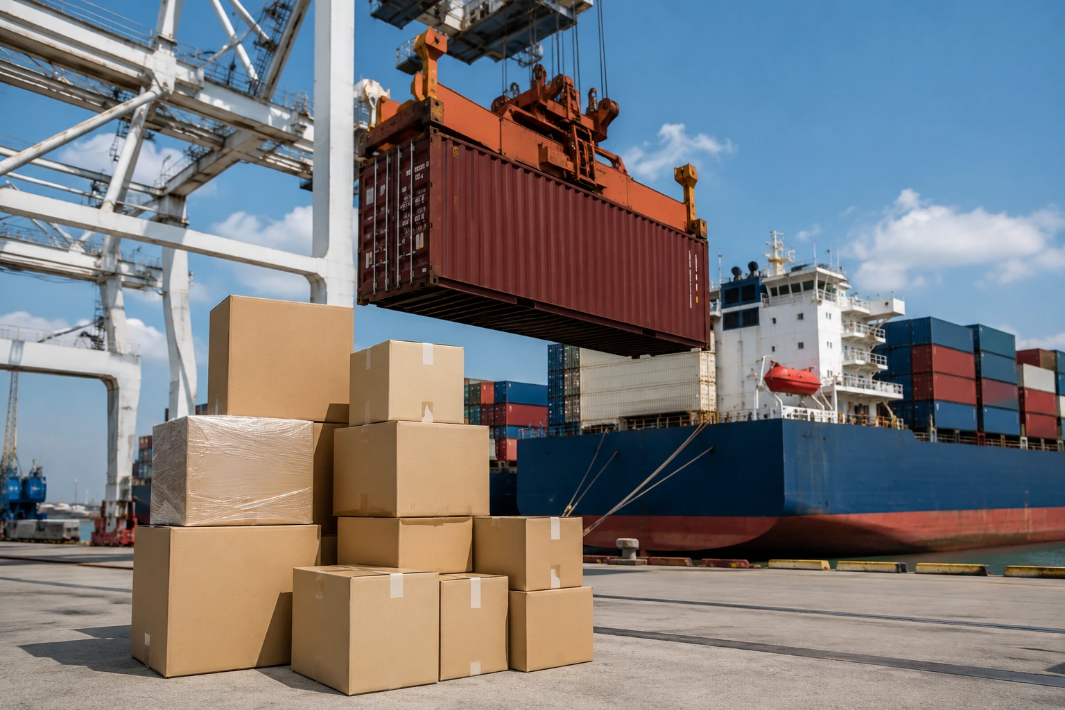 Shipping container at port